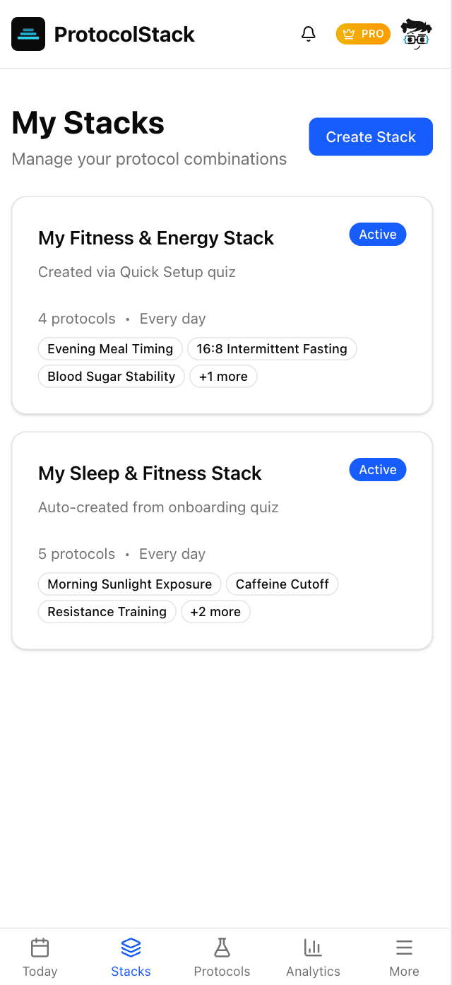 Stack builder - create custom protocol combinations